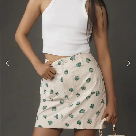 Anthropologie Maeve Colette Skirt Mini Edition Size S Seashell Print EUC - Picture 2 of 14